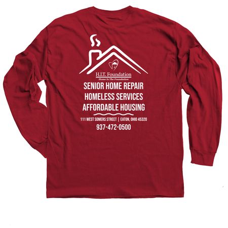 Vision, a Cardinal Red Classic Long Sleeve Tee (back-view)