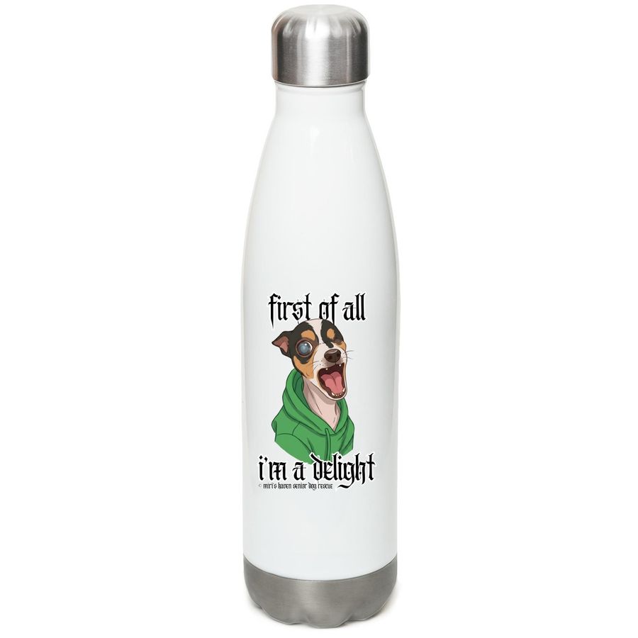 Corn Says Hydrate!&nbsp;, a White Stainless Steel Water Bottle