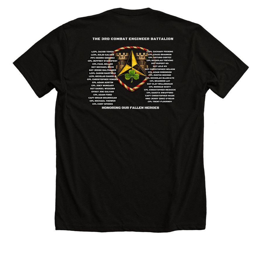 Honoring our Fallen Heroes, a Solid Black Blend Premium Unisex Tee (back-view)