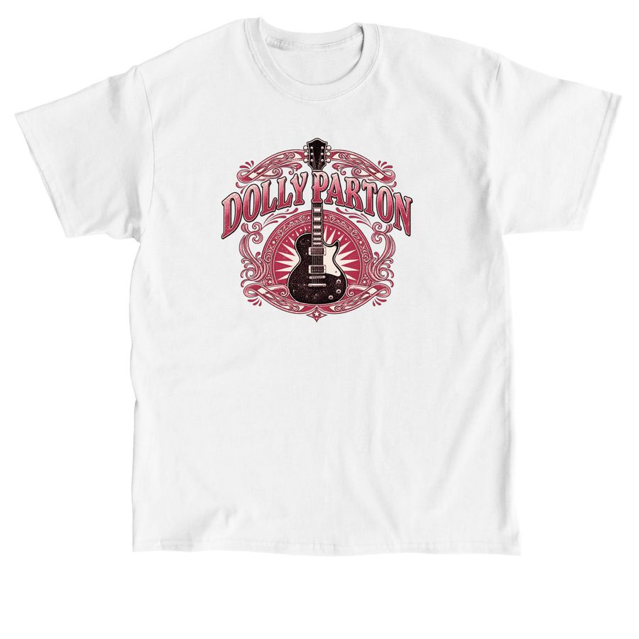 Adult Dolly Parton Guitar Graphic Tee, a White Classic Unisex Tee