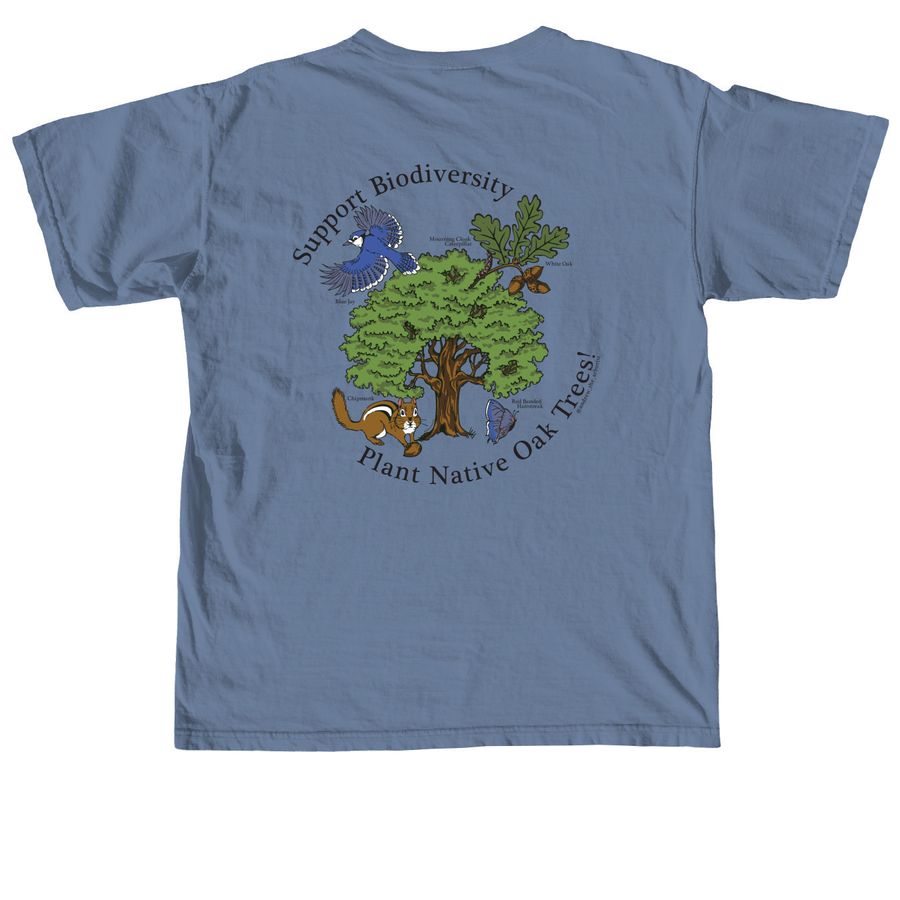 White Oak Biodiversity (Design on Back), a Blue Jean Comfort Colors Unisex Tee (back-view)