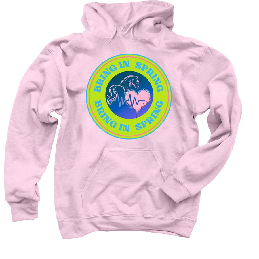 Bring In Spring Green Logo, a Light Pink Pullover Hoodie