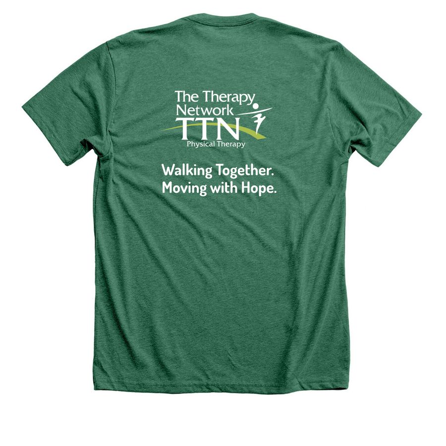 Team TTN: Walking Together. Moving with Hope., a Heather Grass Green Premium Unisex Tee (back-view)