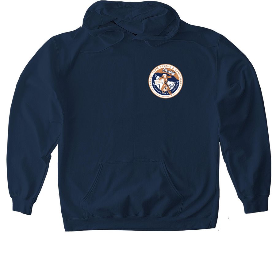 Charley - Assistant Farm Manager, a Navy Gildan Softstyle Pullover Hoodie