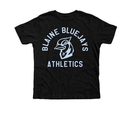 Blaine Bluejays Athletics Light Blue, a Black Heather Premium Youth Tee