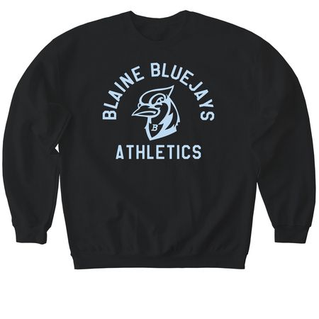 Blaine Bluejays Athletics Light Blue, a Black Softstyle Crewneck Sweatshirt