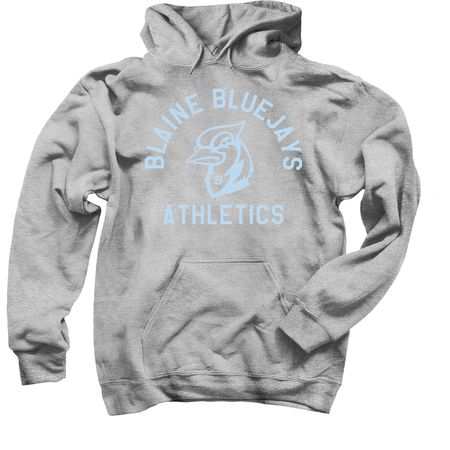 Blaine Bluejays Athletics Light Blue, a Sport Grey Pullover Hoodie