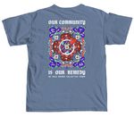 Our Community is Our Remedy, a Blue Jean Comfort Colors Unisex Tee (back-view)