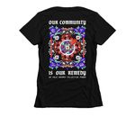 Our Community is Our Remedy, a Black Women's Slim Fit Tee (back-view)