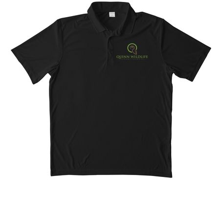 Quinn Wildlife Sanctuary Activewear, a Black Unisex Performance Polo