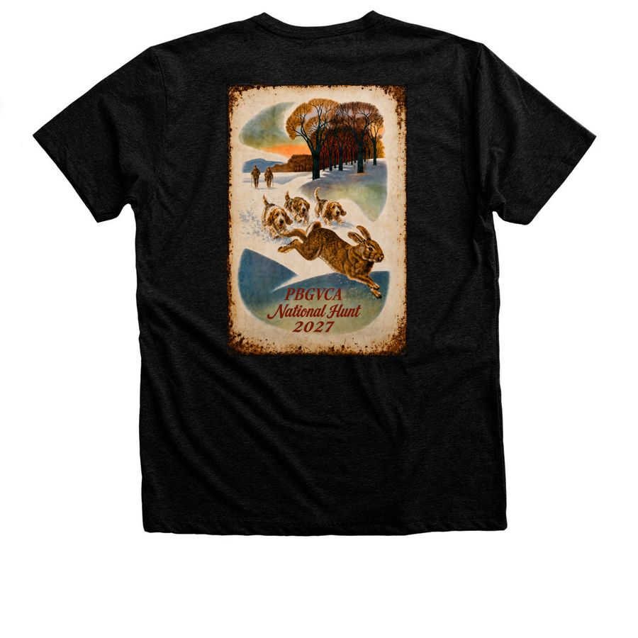2027 National Hunt Shirts, a Black Heather Premium Unisex Tee (back-view)