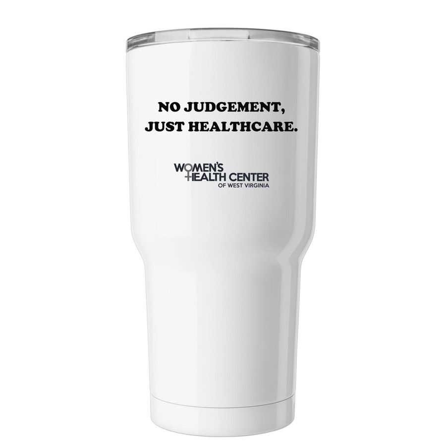 Fierce Ally Tumbler, a White Insulated Tumbler (back-view)