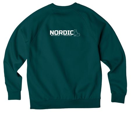 Nordic Nation Collection, a Deep Sea Green Allmade Organic CVC Crewneck Sweatshirt (back-view)