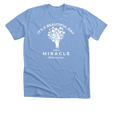 With Love & Science, a Heather Carolina Blue Premium Unisex Tee