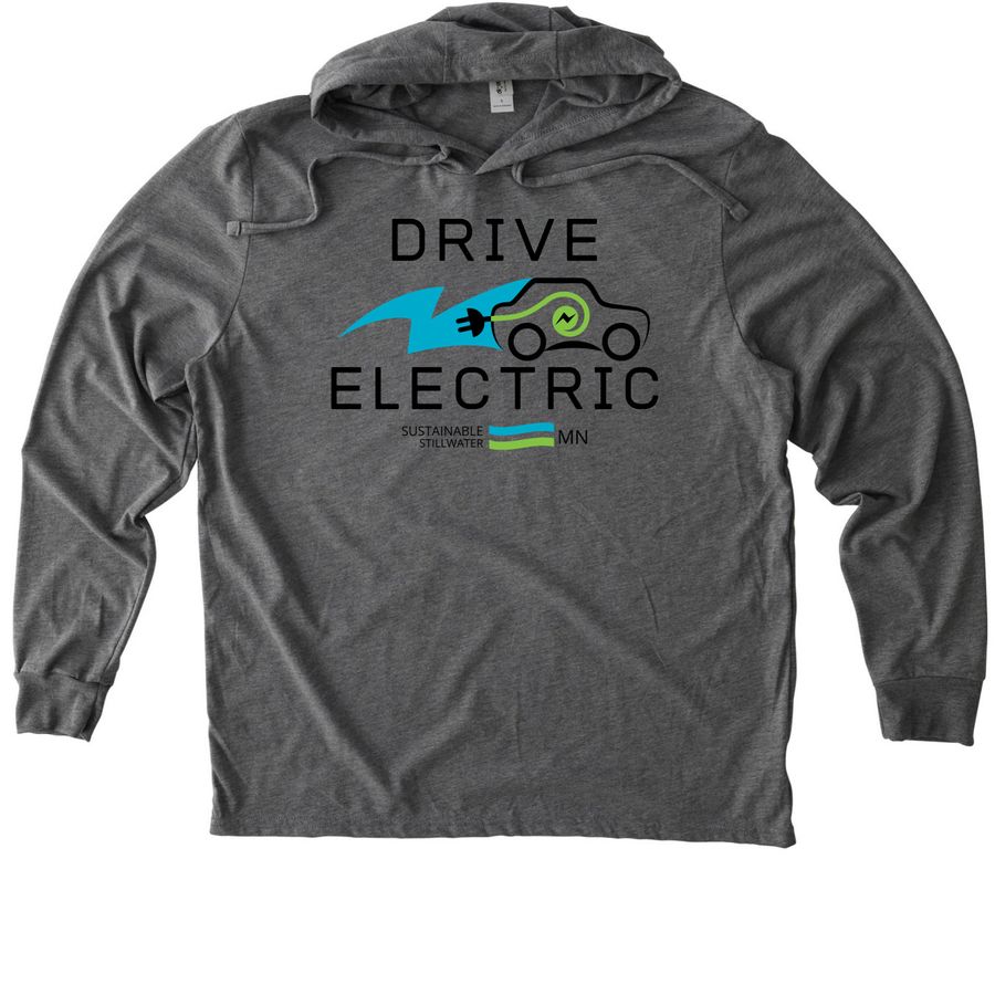 Drive Electric - Long Sleeves, a Aluminum Grey Allmade Eco Triblend Hoodie Tee