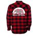 Hella Offical Bear - Zips n Hoodies!, a Red/ Black Unisex Flannel Shirt (back-view)