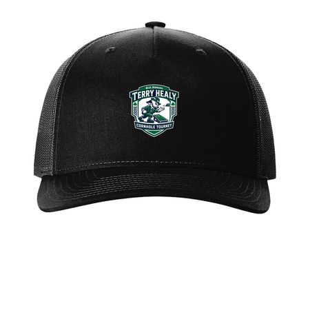 6th Annual Terry Healy Cornhole Tourney, a Black Printed Five-Panel Trucker Cap
