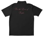 Food for Thought, a Black Unisex Performance Polo (back-view)