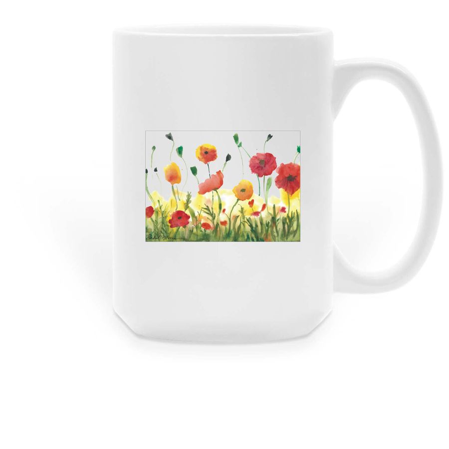 Poppies, a White Large Coffee Mug
