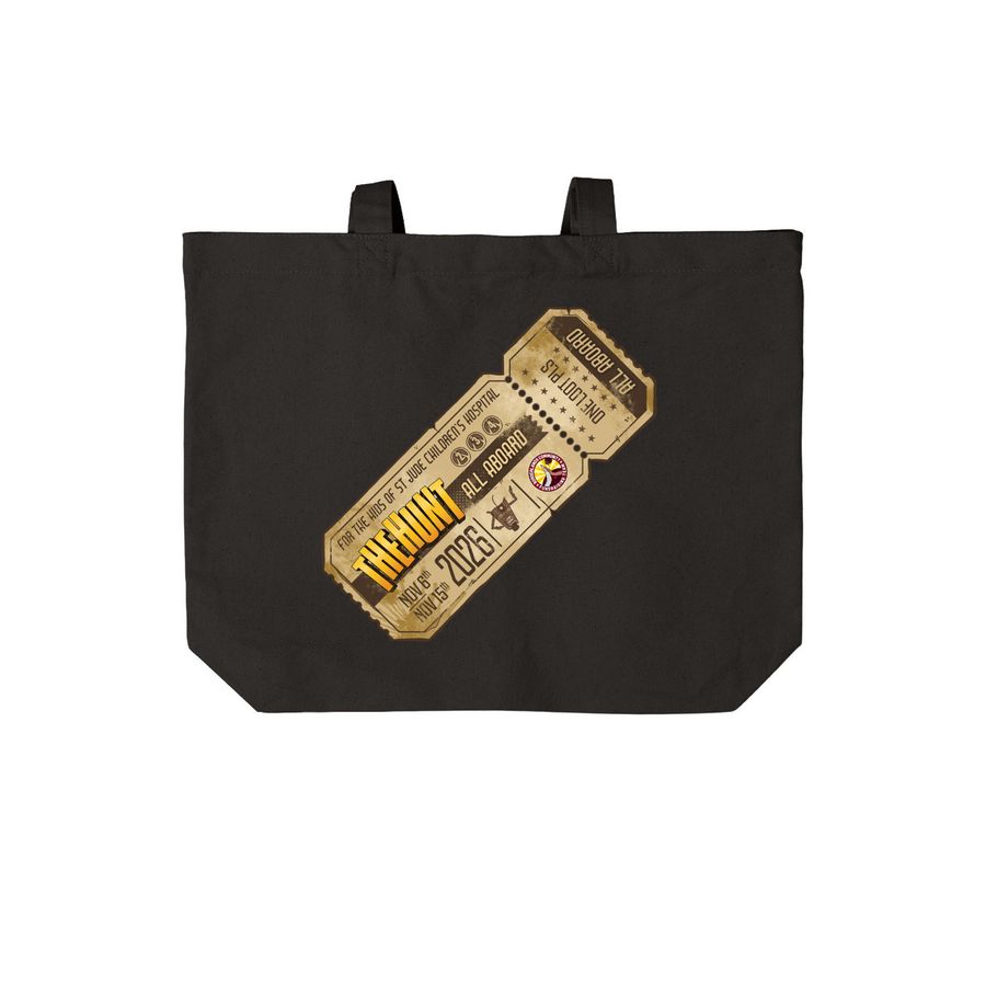 Ticket for The Hunt, a Deep Black Cotton Canvas Tote Bag