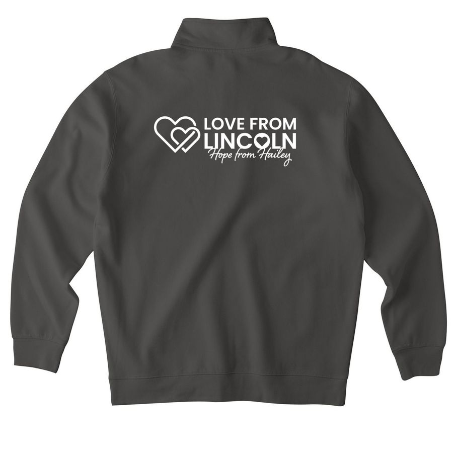 Love from Lincoln, a Asphalt Midweight Quarter Zip Pullover (back-view)