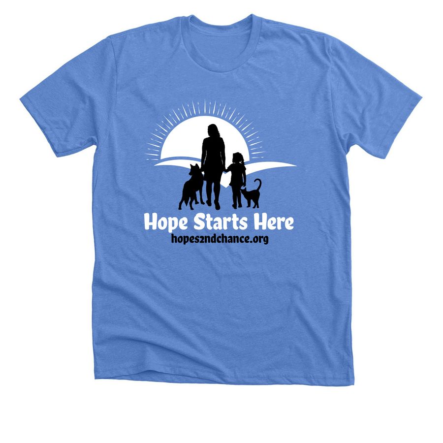 Hope Starts Here, a Heather Columbia Blue Premium Unisex Tee