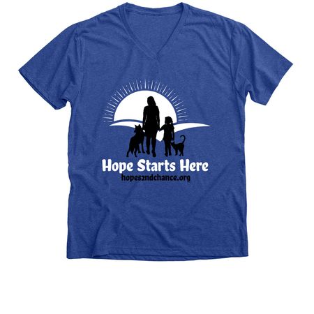 Hope Starts Here, a Heather True Royal Premium V-Neck Tee