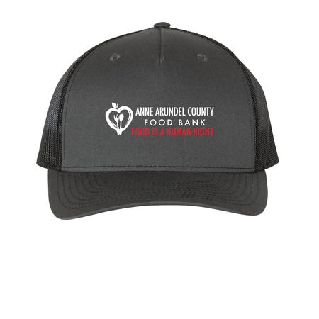 AACFB Hats, a Charcoal/ Black Printed Five-Panel Trucker Cap