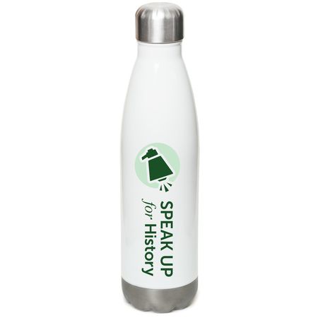 Speak Up for History, a White Stainless Steel Water Bottle