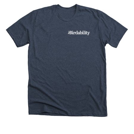 Birdability: birding is for every body!, a Heather Midnight Navy Premium Unisex Tee