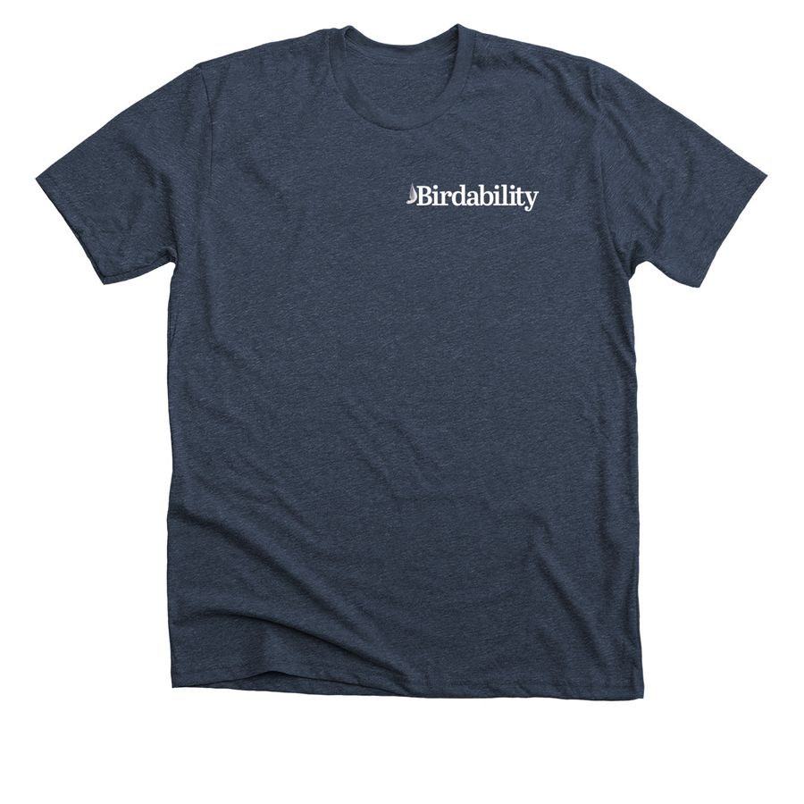 Birdability: birding is for every body!, a Heather Midnight Navy Premium Unisex Tee