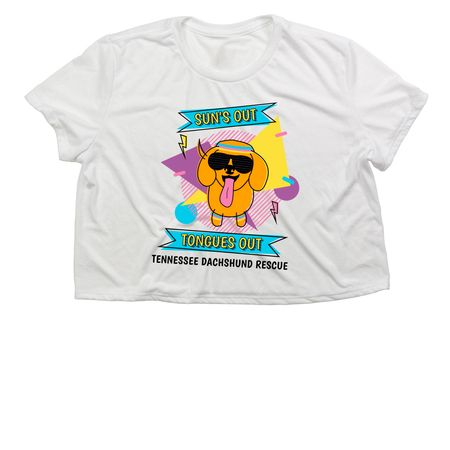 Sun?s out tongues out retro reboot&nbsp;, a White Women?s Flowy Cropped Tee
