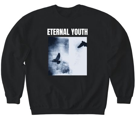 Eternal youth tracklist merch lineup, a Black Softstyle Crewneck Sweatshirt
