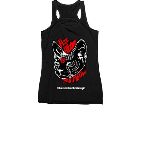 As Above, So Meow Tanks, a Black Women's Racerback