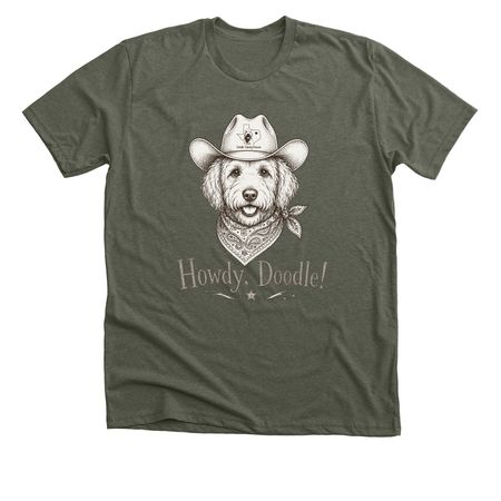 Cowboy Doodle Tee, a Heather Military Green Premium Unisex Tee