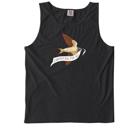 Liberation for All, a Black Comfort Colors Tank Top
