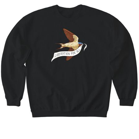 Liberation for All, a Black Softstyle Crewneck Sweatshirt