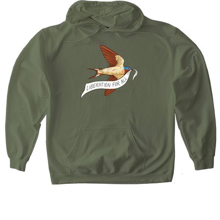 Liberation for All, a Military Green Gildan Softstyle Pullover Hoodie