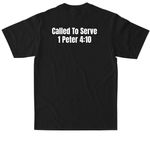 Teaching Kids About Jesus, a Black Max Heavyweight Tee (back-view)