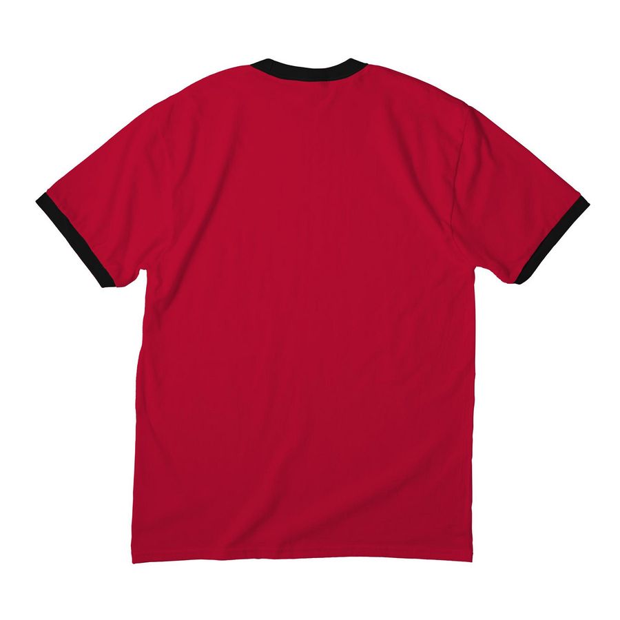 Va Garter, a Red/ Jet Black Cotton Ringer Tee (back-view)