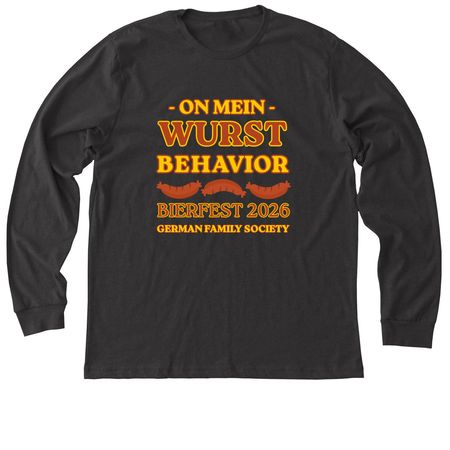 "On Mein Wurst Behavior" T-Shirt, a Dark Grey Heather Premium Long Sleeve Tee