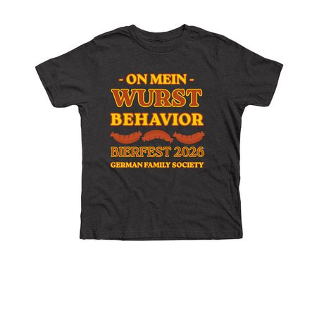 "On Mein Wurst Behavior" T-Shirt, a Dark Grey Heather Premium Youth Tee