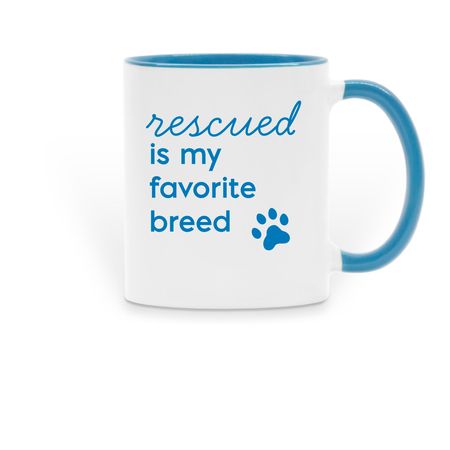 Rescued Is My Favorite Breed&nbsp;Mug, a Light Blue Two-Tone Ceramic Mug