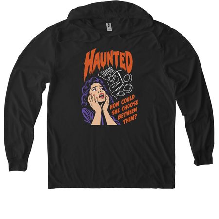 "Haunted" by Birth Control Options, a Space Black Allmade Eco Triblend Hoodie Tee