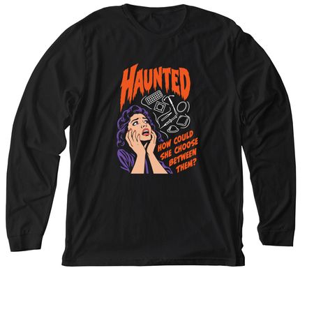 "Haunted" by Birth Control Options, a Solid Black Blend Premium Long Sleeve Tee