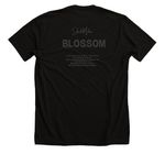 Blossom, a Solid Black Blend Premium Unisex Tee (back-view)