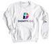 DignityUSA Stacked Logo Apparel, a White Crewneck Sweatshirt
