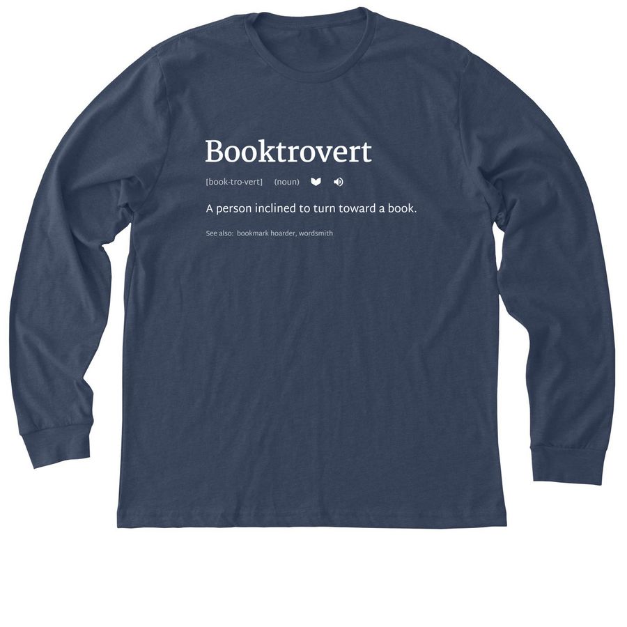 Booktrovert by Definition, a Heather Navy Premium Long Sleeve Tee