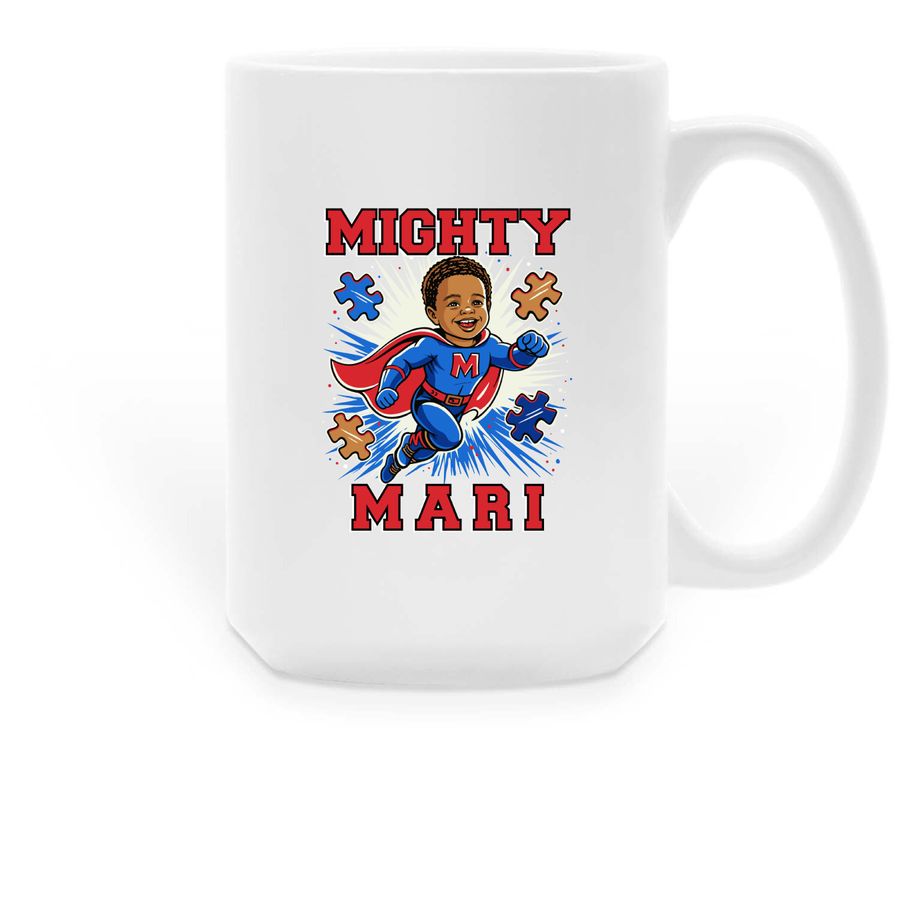 Mighty Mari, a White Large Coffee Mug