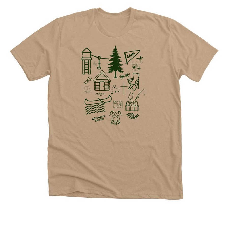 Summer Camp 2026, a Heather Sand Dune Premium Unisex Tee